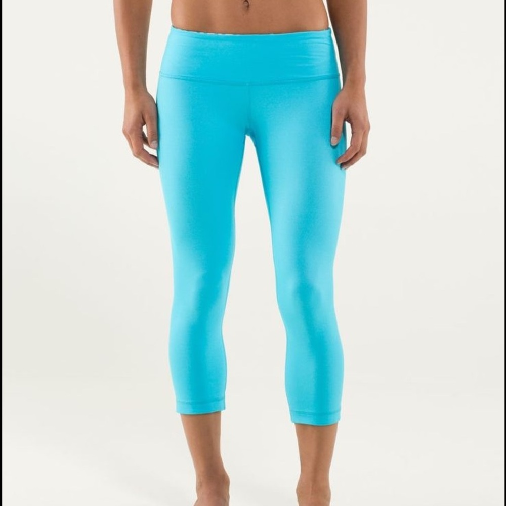 Lululemon Wunder Under Crop Denim Texture Teal